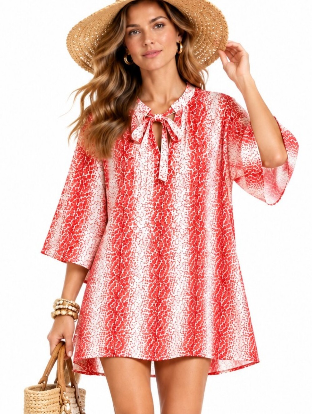 Tuckernuck Caftan Swim Cover-up In Coral Pattern